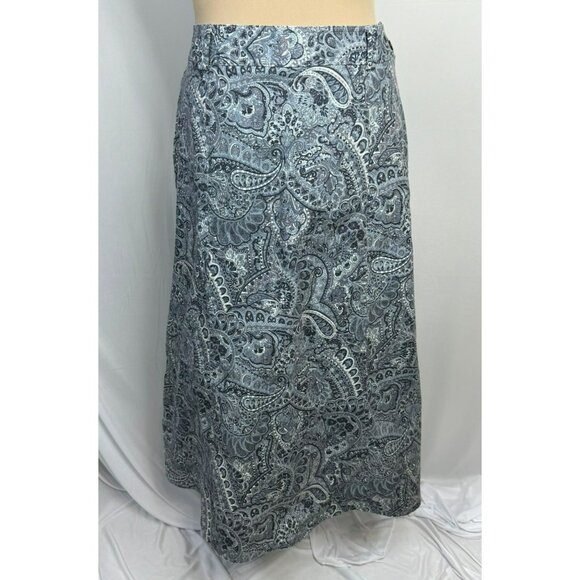 Charter Club Women's Paisley Long Skirt Size 16 Blue Side Zip & Snap Closure - Picture 1 of 8